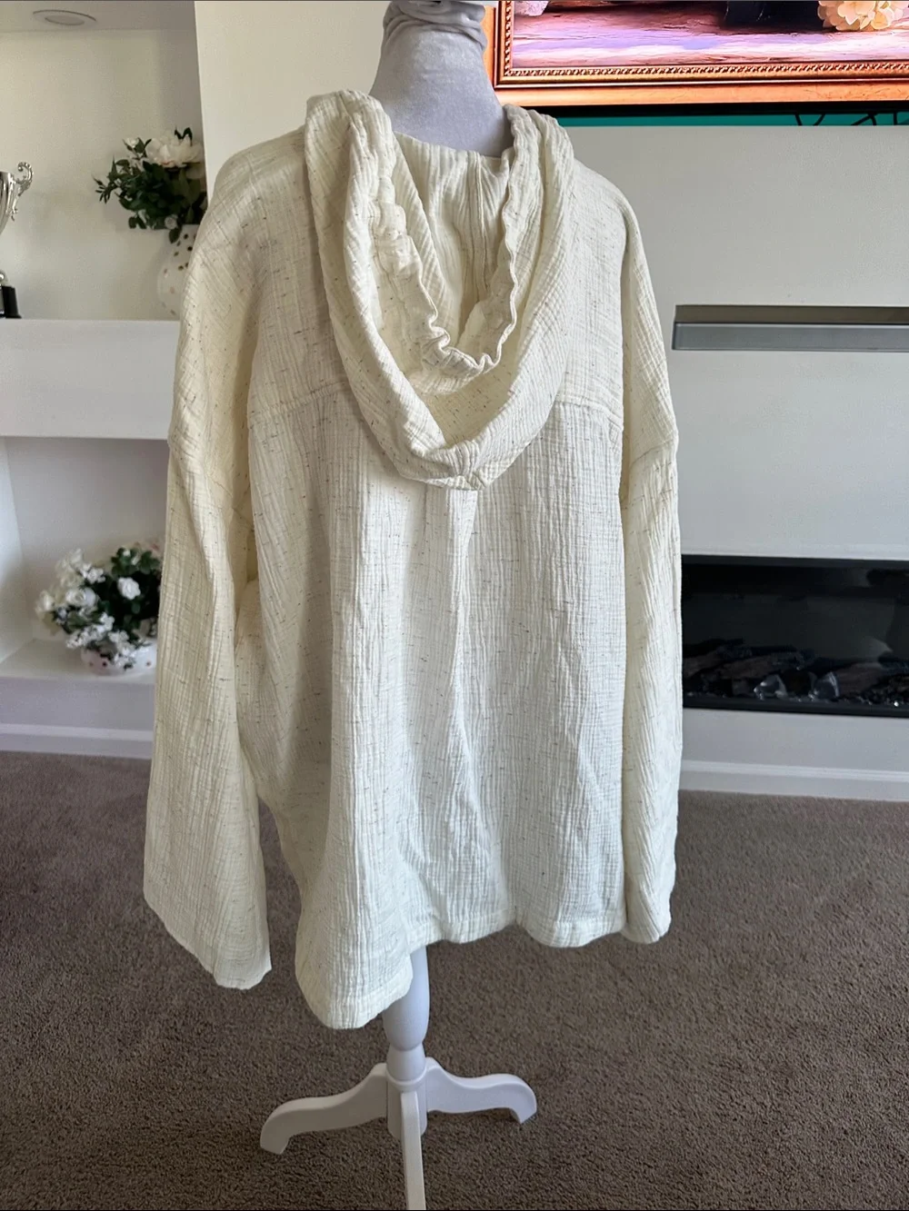 Lou&grey Light Cream Hooded Cotton Gauze Pullover Sweater